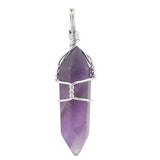 Maxbell Silver Plated Crystal Hexagon Prism Pointed Gemstone Beads Pendant Purple - Aladdin Shoppers