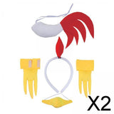 Maxbell 2xChicken Animal Costume Cute Easter Chicken Head Hoop Set for Holiday Cosplay 5 piece