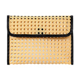 Maxbell Rattan Clutch Purse Fashion Versatile Summer Shoulder Bag for Holiday Picnic Black