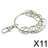 Maxbell 11xLarge Round Alloy Key Chain Keyring Holder Silver