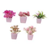 Maxbell 5x Artificial Potted Flowers Faux Flower in Pot for Office Living Room Shelf Style A