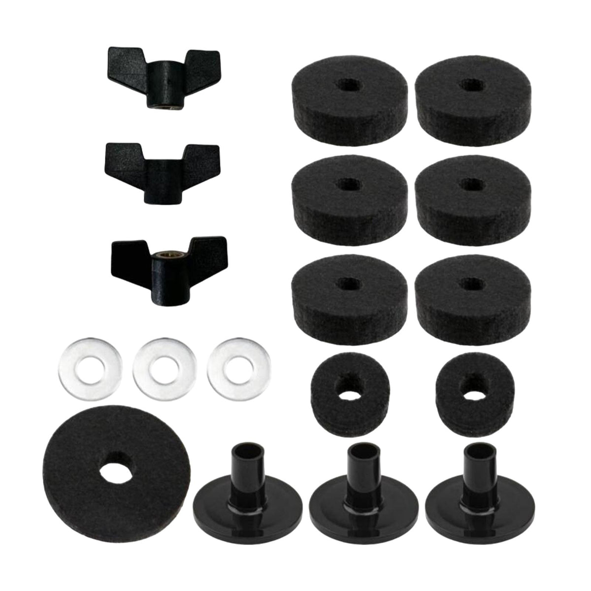 Maxbell 18Pcs Cymbal Replacement with Nuts Professional Accessory Cymbal Stand Felts black