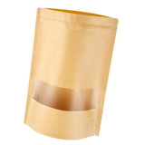 Maxbell 100pcs Resealable Kraft Paper Bag Window Fruit Tea Package Self Sealing