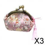 Maxbell 3xWomen's Buckle Coin Purses Floral Change Clasp Closure  Pink
