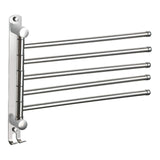 Maxbell 180Degree Swivel Towel Bar Shower Washroom Home Decor Towel Rack Wall Mount 5 Arms 34.5x28cm