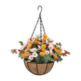 Maxbell Artificial Faux Hanging Plants Flowers Basket Hanging Planter for Patio Yard Style A