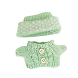 Maxbell 2 Pieces Plush Doll Sweater and Hat Doll Clothes for 5.91inch 6.69inch Dolls green
