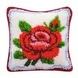 Red Rose Flower  Latch Hook Kit for DIY Pillow Cover Sofa Cushion Cover