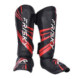 Maxbell Kickboxing Shin Guards Adults Shin Instep Pads for Sports Sparring Grappling M Red Black