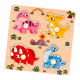 Wooden Peg Puzzle Preschool Shape Matching Board for Game Outdoor Activities Dinosaur