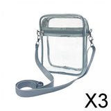 Maxbell 3xClear Crossbody Bag Clear Purse Bag for Travel Outdoor Sports Events Gray Large
