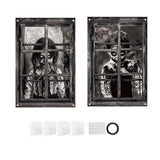 Maxbell 2Pcs Halloween Curtain Window Silhouette Cover for Cafe Shop Holiday Bedroom w Ribbon Hooks Glue