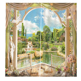 Maxbell 1 Pair Thermal Insulated Blackout Window Curtain Panel Garden 1 - Aladdin Shoppers