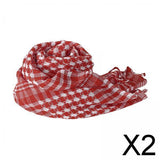 Maxbell 2xOutdoor Arabic Scarf for Women and Men Head Neck Wrap Desert Keffiyeh Turban red
