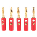 Maxbell 5Pcs/Pack Gold Plated Stereo Speaker Cable Banana Plug Connectors, (Open Screw Type), Red - Aladdin Shoppers