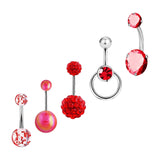 5x Belly Button Rings for Women 1.6mm Stainless Steel Belly Piercing Jewelry Red