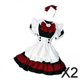 Maxbell 2xFrench Maids Costume Headwear Sets with Apron Womens Dress Fancy Dress