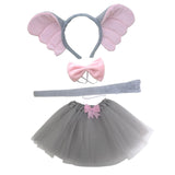 Maxbell 2xElephant Costume Ears Headband Bowtie Tail for Stage Shows Carnival Dress up with Tutu