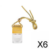 Maxbell 6xEmpty Car Diffuser Empty Pendant Perfume Bottle Auto Perfume Diffuser Bottle Gold