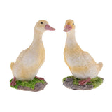 Maxbell 2pcs Garden Gift Farm Resin Animal Ornament Pond Water Standing Duck Yellow