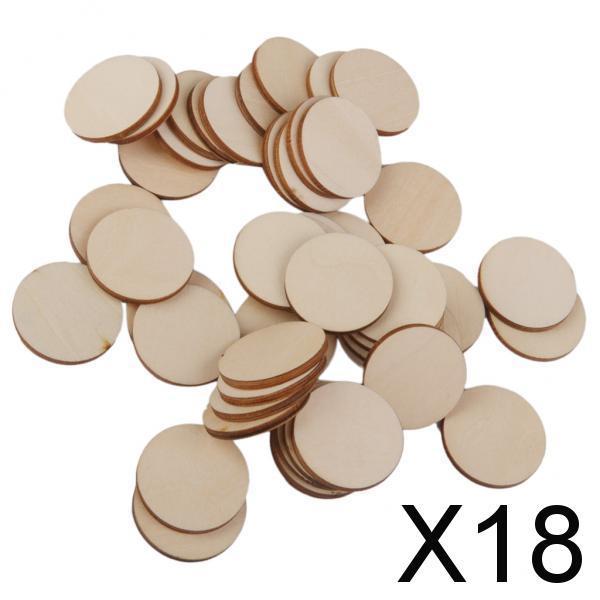 Maxbell 18xUnfinished wood circles Round Shape Pieces For Scrapbooking 50pcs 30mm