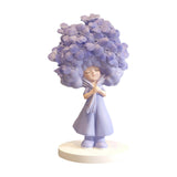 Flower Girl Statue Ideal Gift Table Decoration for Cabinet Desktop Fireplace Blue