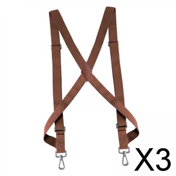 Maxbell 3xMens Womens Suspender X Shaped Elastic Straps Hook Suspenders Adjustable Brown
