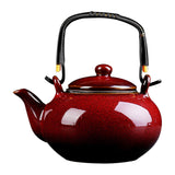 Maxbell Ceramic Teapot Traditional Tea Dispenser Tea Maker for Picnic Outdoor Hiking red