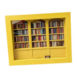 Maxbell Mini Bookshelf Ornament Decorative Home Decoration Miniature Bookshelf Decor yellow