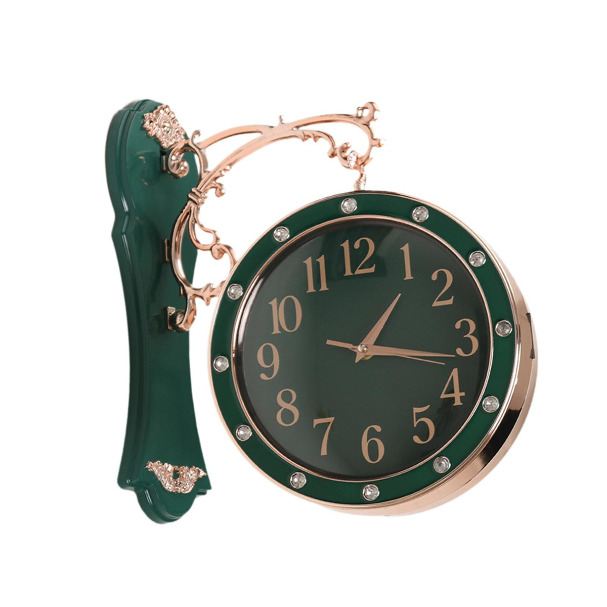 Maxbell Double Sided Wall Clock Mute Station Clock for Garden Indoor Outdoor Kitchen green
