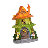 Maxbell Garden Flower House Statue Landscape Solar Sculpture for Patio Outdoor Porch Orange