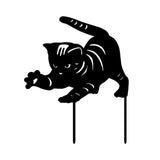Maxbell 3 Cat Garden Statues Black Cat Silhouette Cat Decorative Garden Stakes