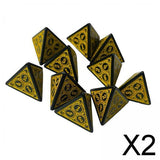 Maxbell 2x10 Pieces Acrylic D4 Dices Polyhedral Dices Set for Card Games Math Teaching Yellow