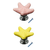 Maxbell 2pcs Creative Starfish Door Knob Cabinet Furniture Drawer Pull Handle-Yellow