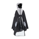 Maxbell Hooded Rain Poncho Reusable Long Sleeve Rainwear Rain Cape Pullover Raincoat Black