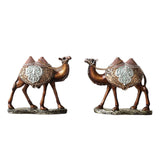 Maxbell 2Pcs Camel Statue Creative Funny Animal Sculpture for Farmhouse Walkway Home Wood Grain Color