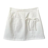 Maxbell Casual Short Skirt Bow Front A Line Skirt for Daily Wear Traveling Date White XL