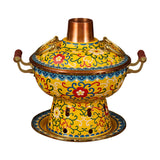 Maxbell Shabu Shabu Hot Pot Sturdy Stockpot Family Gathering Home Use Copper Hot Pot yellow