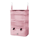 Maxbell Hanging Travel Shelves Bag Packing Cube Portable with Hook Luggage Organizer Pink