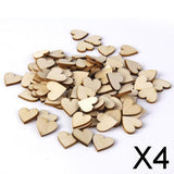 Maxbell 4xNatural Wood Heart Embellishments Weddings Decor Craft 40x3mm 50pcs