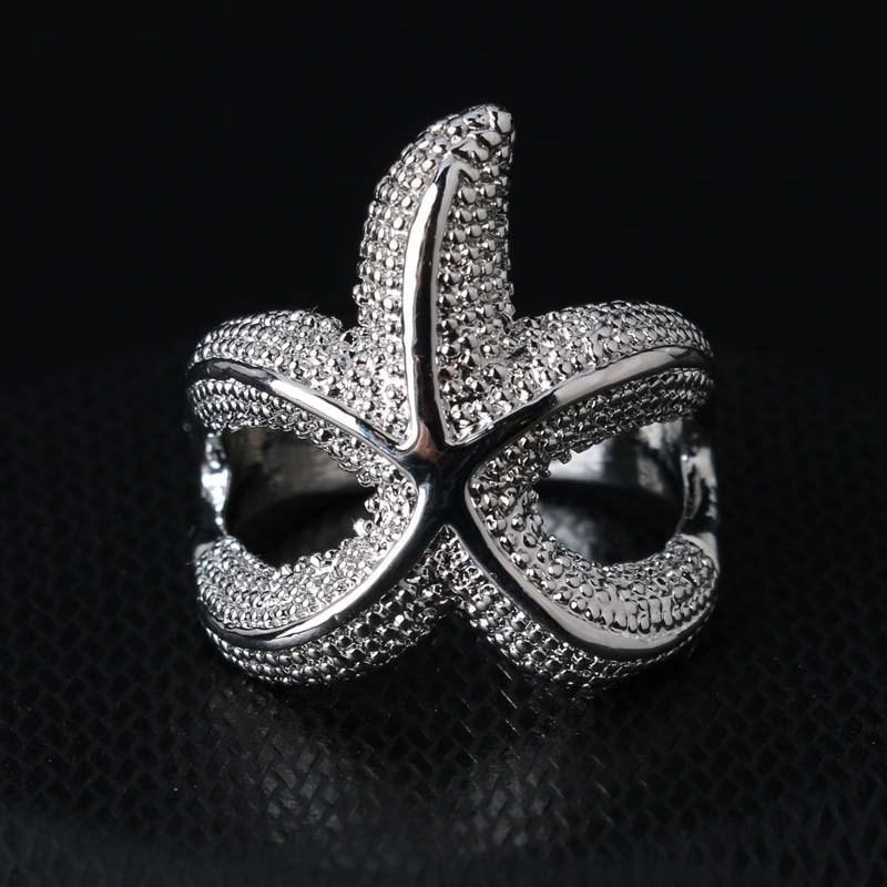 Maxbell Maxbell Fashion Women Men silver Plated Starfish Shape Finger Ring US size 9
