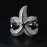 Maxbell Fashion Women Men silver Plated Starfish Shape Finger Ring US size 9 - Aladdin Shoppers