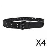 Maxbell 4xDouble Grommets Belt Aesthetic Casual Pin Buckle Belt Punk Belts Canvas Belt 110cm Black