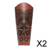 Maxbell 2xMedieval Bracers Adult PU Leather Gauntlet Wristband for Cosplay Accessories Brown 1pcs