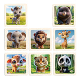Maxbell 8Pcs Wooden Puzzle Cartoon Montessori Baby Puzzles Nursery Kindergarten forest animal