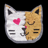 Cute Reversible Sequin Patches Cat Patches Sew On Embroidered Appliques DIY Motif for Clothing Decoration - Aladdin Shoppers