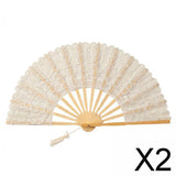 Maxbell 2xChinese Foldable Fan Portable Dancing Props Fan for Party Bridal Performance Beige