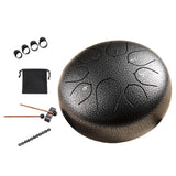 Maxbell Steel Drum Music Educational 6 inch 8 Tones for Activities Concert Preschool Black Argent
