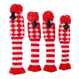 Maxbell Maxbell 4Pcs Pom Pom Knit Headcover Long Neck Driver Fairway Woods Head Cover Red
