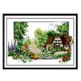 Stamped Cross Stitch Kits Patterns Embroidery Kit - Cottage Garden, 14 Counted 50x33cm - Aladdin Shoppers